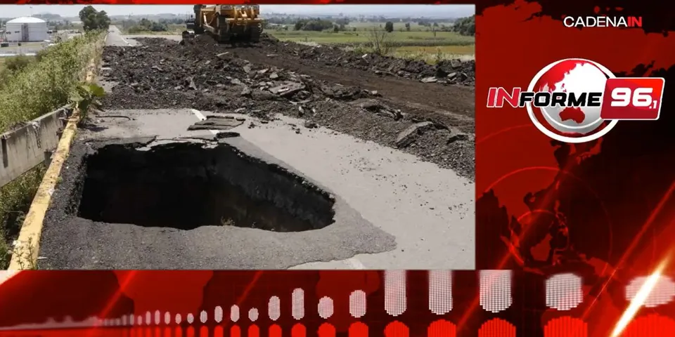 Socavón cierra vía al aeropuerto en Huejotzingo; reabrirá en dos semanas